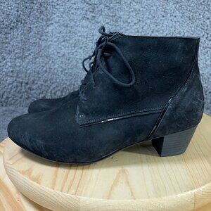Waldlaufer Ankle Boots Womens Size 7 Wide Black Suede Block Heel Lace Up Booties